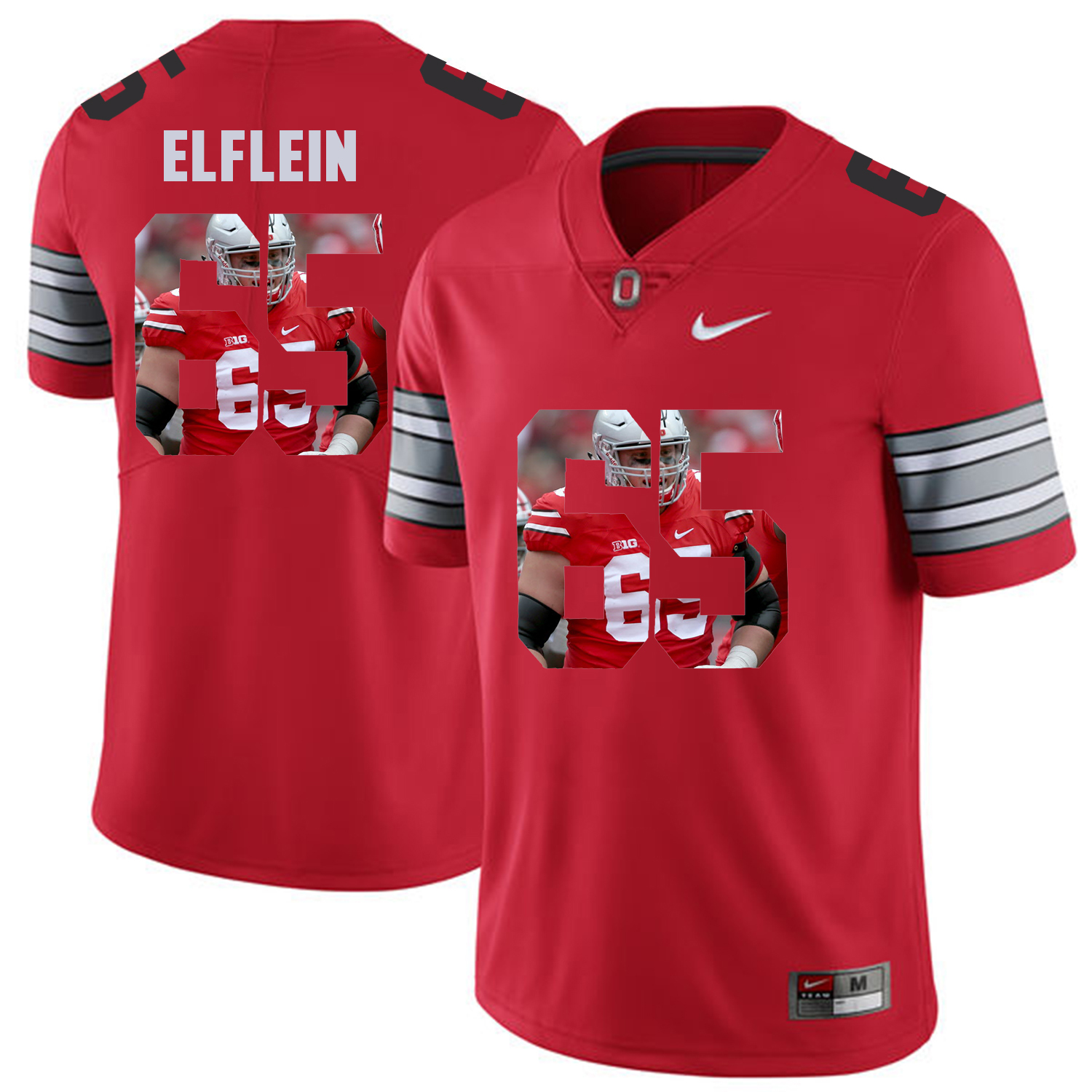 Men Ohio State #65 Elflein Red Fashion Edition Customized NCAA Jerseys